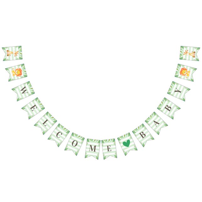 Jungle Safari Welcome Baby Boy Shower Lion Giraffe Bunting (All)