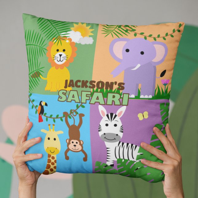 Jungle Safari Wild Animal Kids Birthday Colourful Cushion (Creator Uploaded)