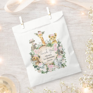 Jungle Safari Wild Animals Floral Girl Birthday Favour Bags