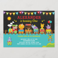 Jungle Safari Wild Animals on Train 1st Birthday