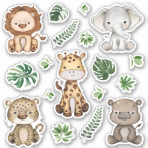Jungle Safari Wild Animals Tropical Leaves
