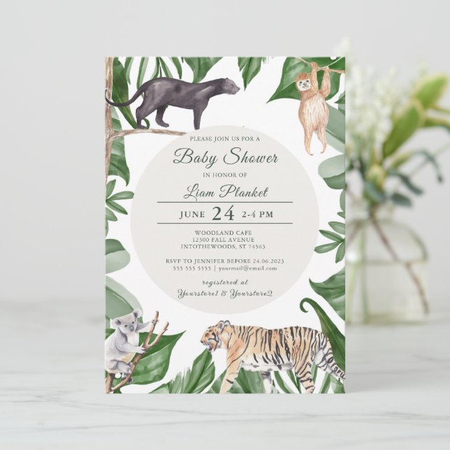 Jungle Safari Wild Baby Shower Invitation (Standing Front)