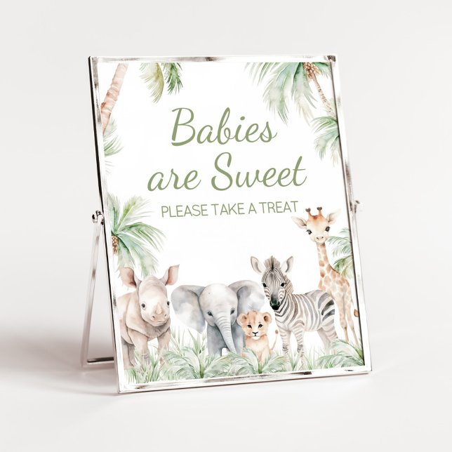 Jungle Safari Wild One Animals Babies are Sweet Poster (Jungle Safari Animals Wild One Baby Shower Babies are Sweet Sign)