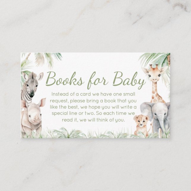 Jungle Safari Wild One Animals Books for Baby Enclosure Card (Front)