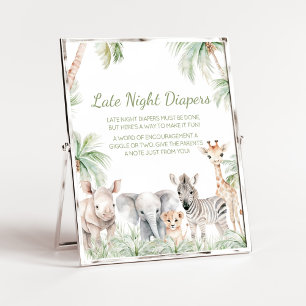 Jungle Safari Wild One Animals Late Night Diapers Poster