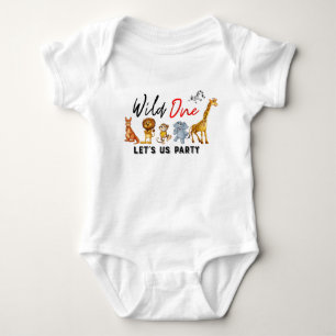 Jungle Safari Wild One Baby Boy 1 Birthday Romper Bodysuit