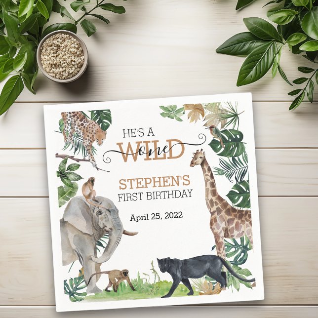 Jungle Safari Wild One Birthday Black Panther  Napkin (Creator Uploaded)