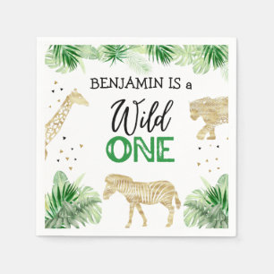 Jungle Safari Wild One Birthday Napkin