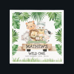 Jungle Safari Wild One Birthday Paper Napkins<br><div class="desc">Jungle Theme Safari Wild One Birthday Party Paper Napkins. Matching items in our Store Cava Party Design.</div>