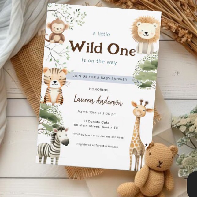 Jungle safari Wild one Boy Baby Shower  Invitation (Creator Uploaded)