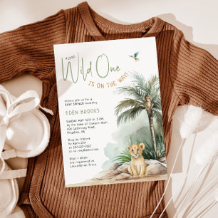 Jungle Safari Wild One Lion Baby Shower  Invitation