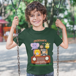 Jungle Safari Wild One Zoo Animal Kids Birthday T-Shirt