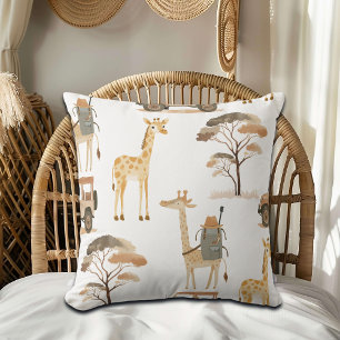Jungle Safari with Giraffes Nursery Pattern Cushion