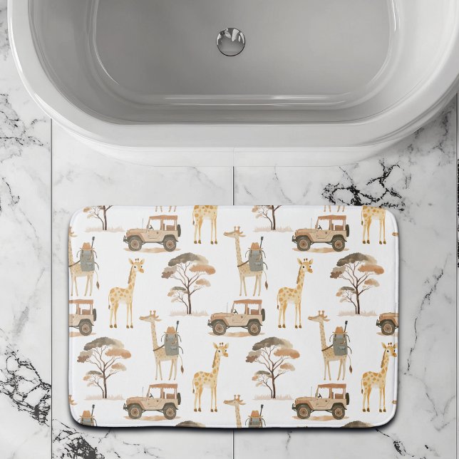 Jungle Safari with Giraffes Pattern  Bath Mat (Creator Uploaded)