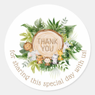 Jungle Safari Woodland Animals Thank You Classic Round Sticker