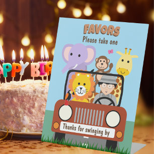 Jungle Safari Zoo Animal Baby Shower Favours Pedestal Sign