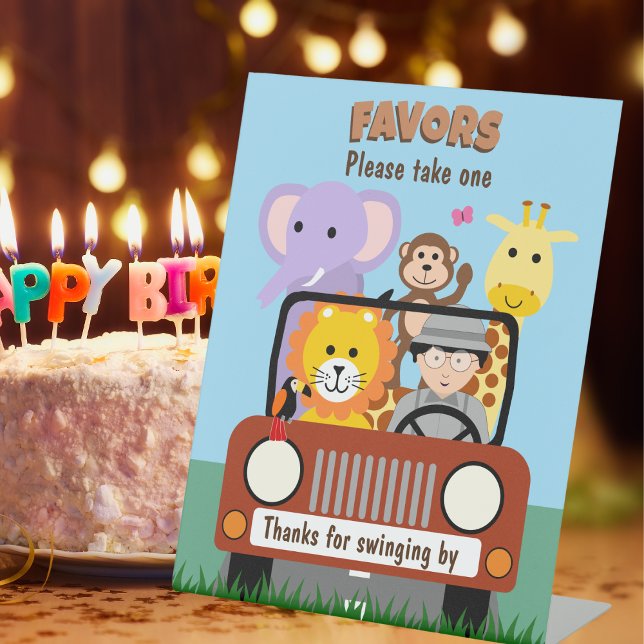 Jungle Safari Zoo Animal Baby Shower Favours Pedestal Sign (Creator Uploaded)