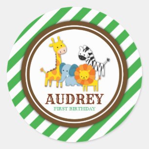 Jungle Safari Zoo Animal Birthday Baby Shower Classic Round Sticker