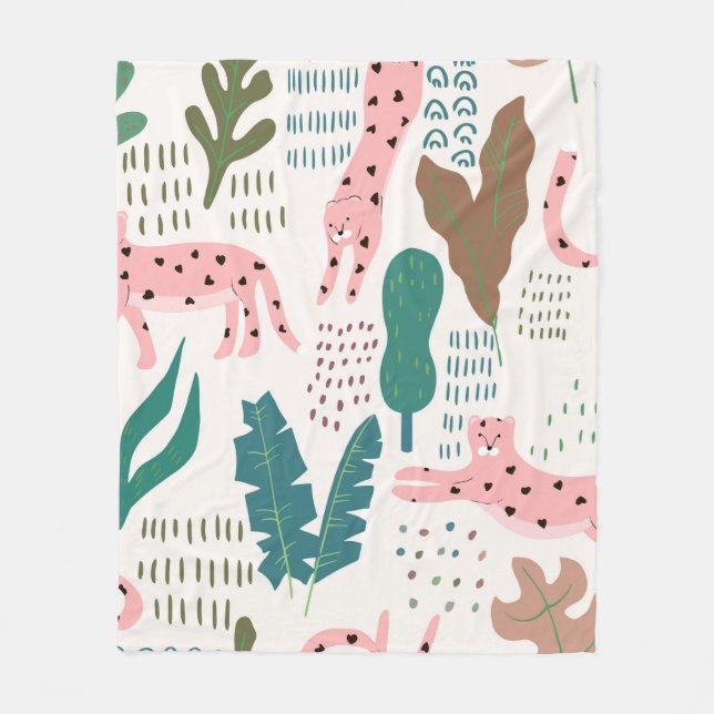 Jungle seamless pattern fleece blanket (Front)
