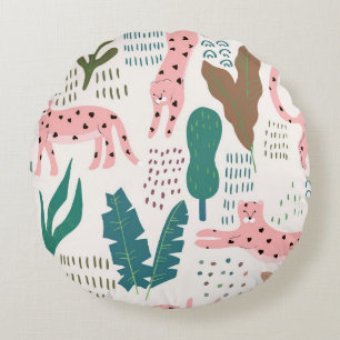 Jungle seamless pattern round cushion