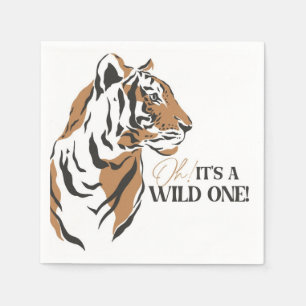 Jungle Siberian tiger wild one first birthday Napkin