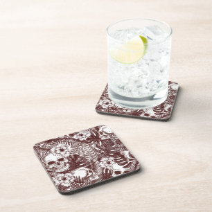 Jungle Skulls Cork-Backed Coasters