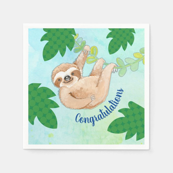Jungle Sloth Congratulations Baby Shower Napkin | Zazzle.co.uk