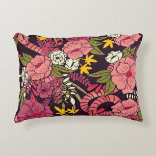Jungle snakes, tropical flowers, vintage pattern. decorative cushion