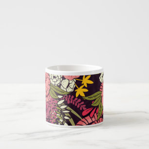 Jungle snakes, tropical flowers, vintage pattern. espresso cup