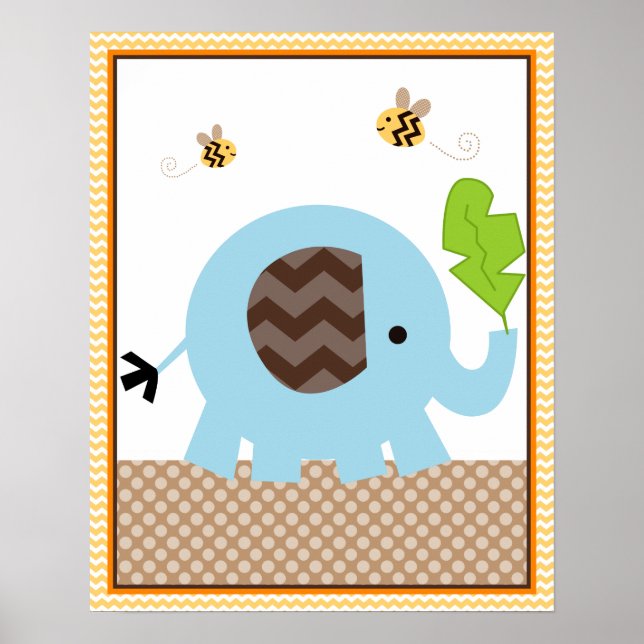 Jungle Stack Elephant Baby Nursery Art Poster (Front)