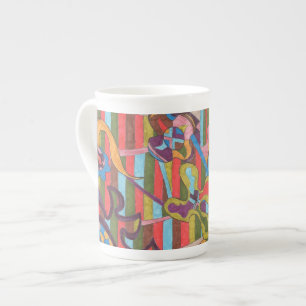"Jungle Stripes I" Abstract Art Bone China Mug