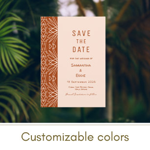 Jungle Style Bohemian Burnt Orange Save the Date Invitation