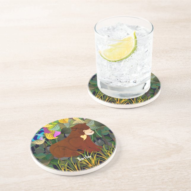 Jungle Sun Bear Design Coaster (Side)