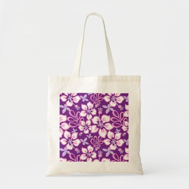 JUNGLE SURF PATTERN IN PURPLE TOTE BAG (Front)