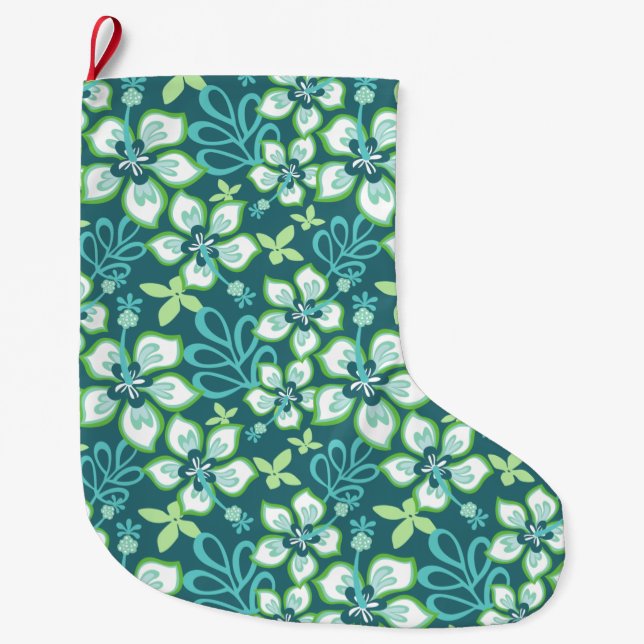 JUNGLE SURF (TEAL COMBO) LARGE CHRISTMAS STOCKING (Front)