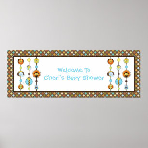 Jungle Tales Polka Dot Baby Shower Banner Poster