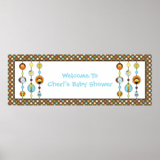 Jungle Tales Polka Dot Baby Shower Banner Poster