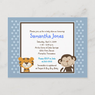 Jungle Tales Safari Blue Baby Shower Invitation Postcard