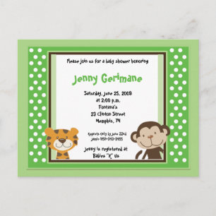 Jungle Tales Safari Green Baby Shower Invitation Postcard