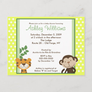 JUNGLE TALES YELLOW Baby Shower Postcard invite