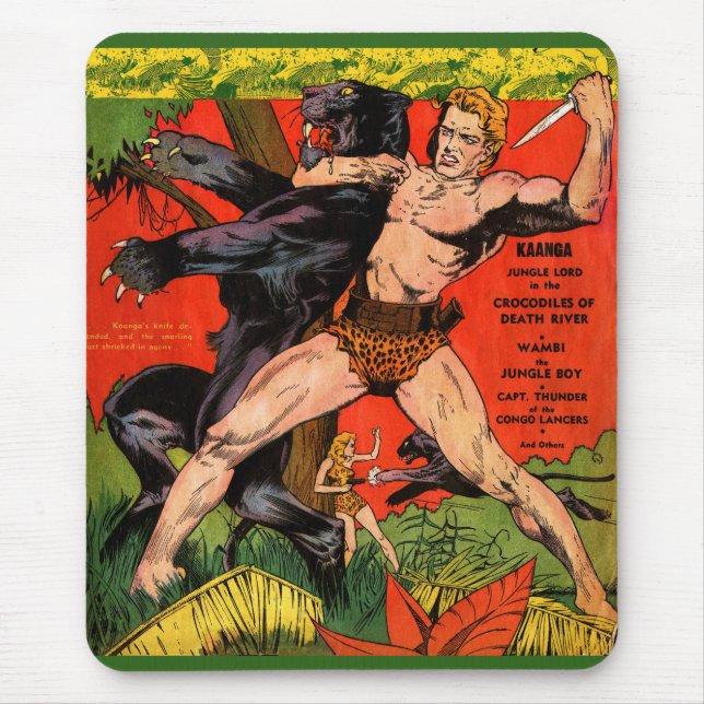 Jungle Tarzan & Black Panther Vintage Comics Mouse Mat (Front)