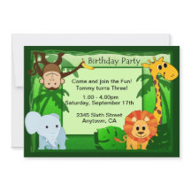 Jungle Theme Birthday Party Invite