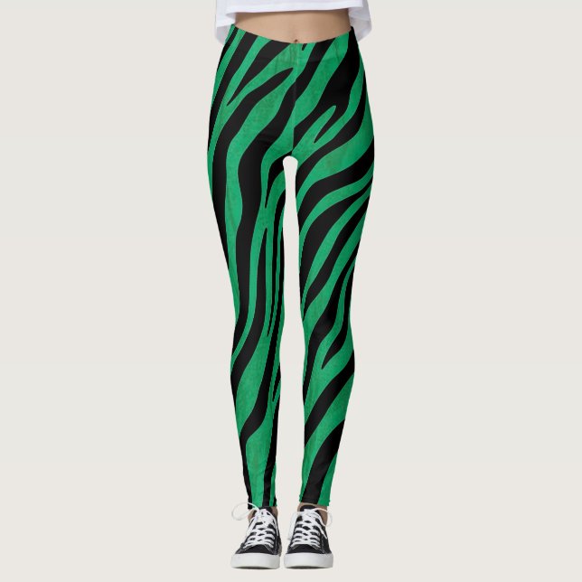 Jungle Theme Green and Black Leggings (Front)