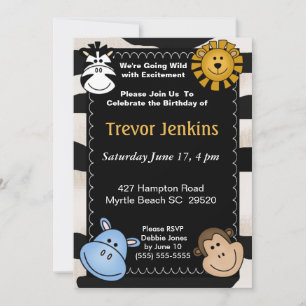 Jungle Theme Kids Birthday Invitation