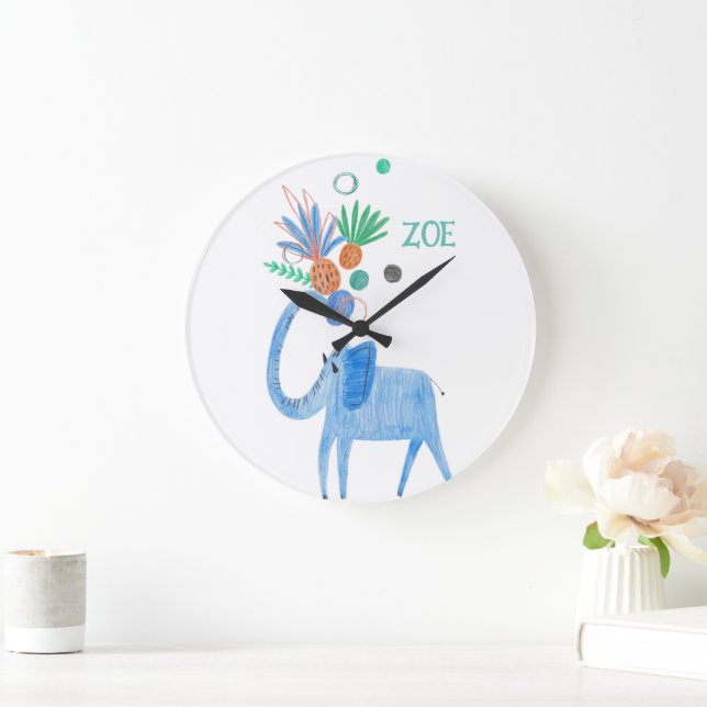 Jungle Theme Nursery Decor Large Clock (Home)