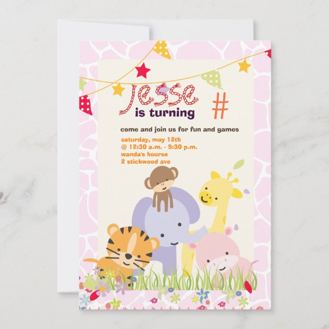 Jungle Theme/Personalised Party/photo Invitation (Front)