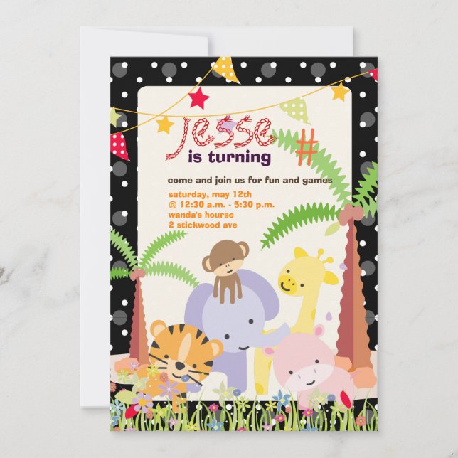 Jungle Theme/Personalised Party/photo Invitation (Front)