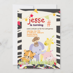 Jungle Theme/Personalised Party/photo Invitation