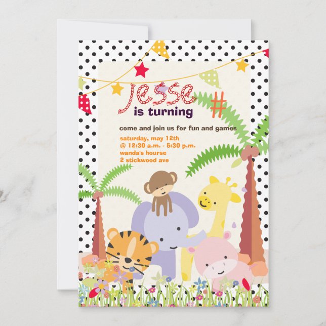 Jungle Theme/Personalised Party/photo Invitation (Front)