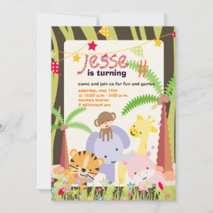 Jungle Theme/Personalised Party/photo Invitation